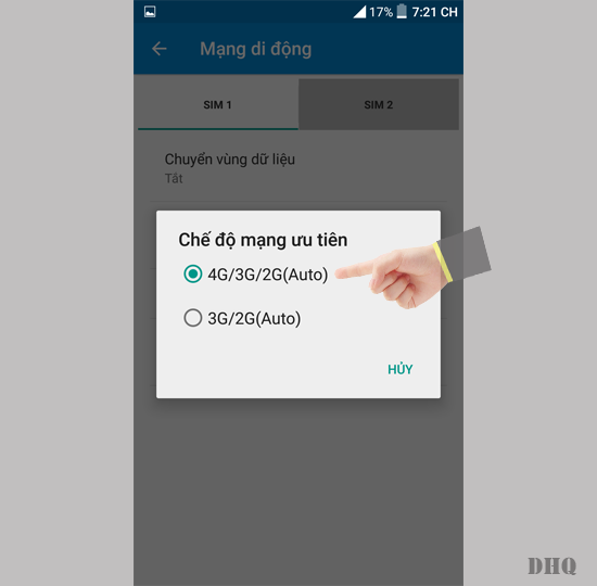 Chọn chế độ mạng